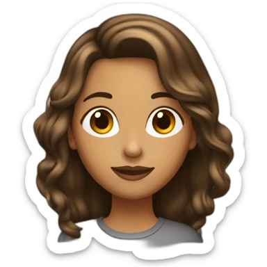 Chica con cabello castaño oscuro largo con lunares en el cachete sticker