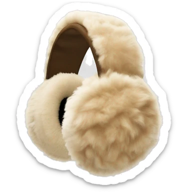 beige fur earmuffs sticker