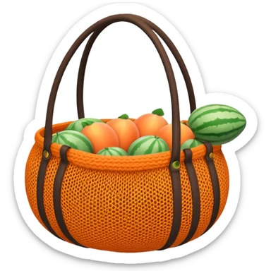 net bag,  mesh storage bag, tote bag, stored with melon it has two knited handles as bag itself sticker