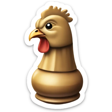 A chess piece with the classic top but a chicken bottom  sticker