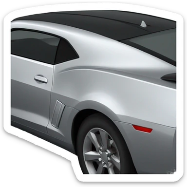 Side view of a Silver Camaro 2010 with black front lips and black spoiler and silver rims sticker