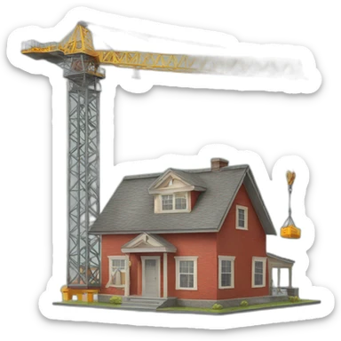 crane builds a house sticker