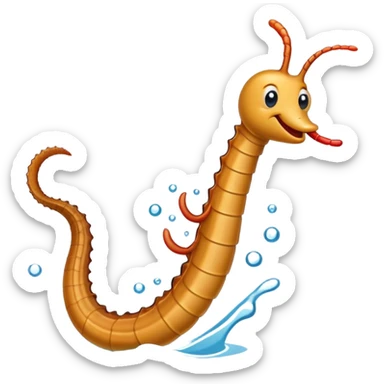 A funny Pipefish wiggles through the water with a silly smile and a twisty little dance sticker