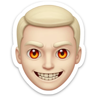 A emoji in which there is a deadly smile like toji from jujutsu kaisen and he is looking towards me scary way, male character  sticker