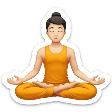 Minimalistic flat vector icon, iOS style, thin black contour on white background. Person in lotus pose with rising spiral energy above. No text, no shadows. sticker