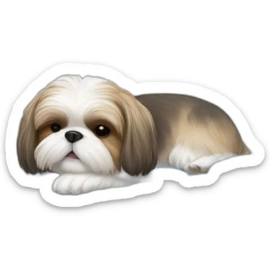 Shih tzu sleeping in light blue circular dog bed sticker