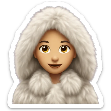 beautiful girl long hair in a fluffy fur coat sticker