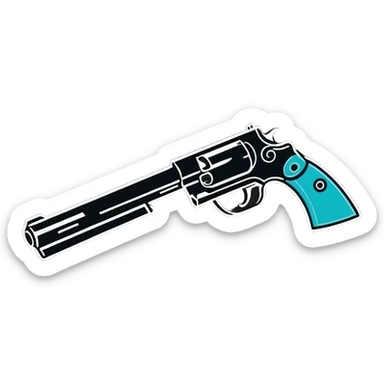 Old time western with Double gun in bold letters sticker