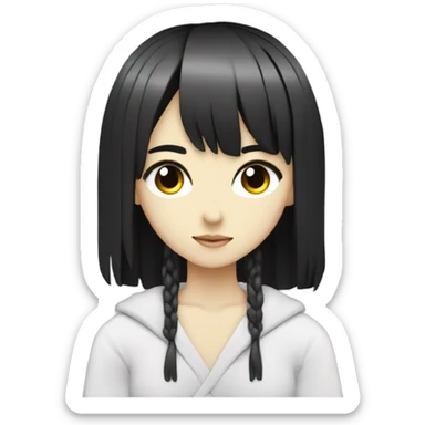 ascii art with japanese anime teen age girl with black hair and black eyes sticker