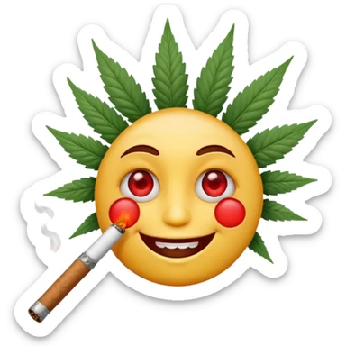 Emoji qui fume un joint  sticker