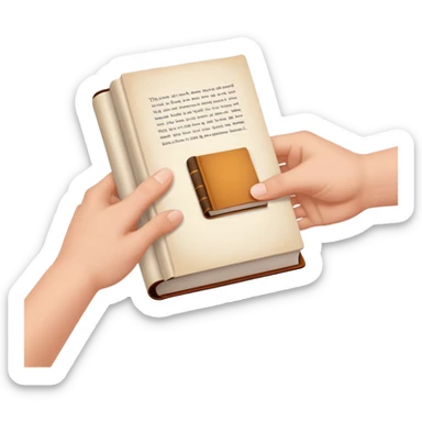 hands passing a book to another person, kind and inviting sticker