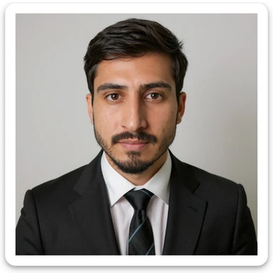 Ultra realistic ID photo of the person in the reference image, wearing a business suit, plain white background, centered composition, head and shoulders only, natural expression, soft even lighting, no accessories. sticker