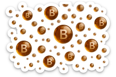 particella di vitamine b fluttuano in aria, iperrealistica 4k sticker