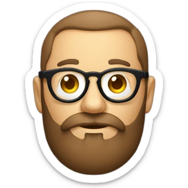 un visage chatain rond avec des lunettes et une barbe mal rasée sticker