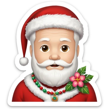 santa with flower hawaii necklace sticker