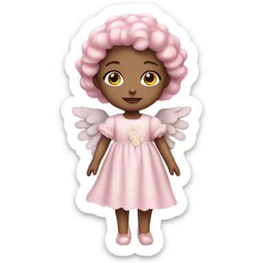 Pink doll shabby chic angel baby sticker