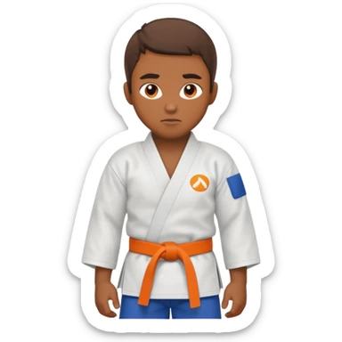 judoka brun avec ceinture orange sticker