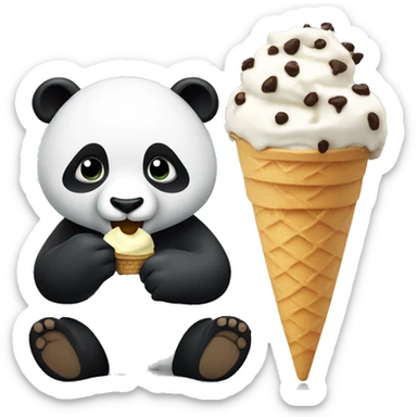 Panda eating ice cream sticker