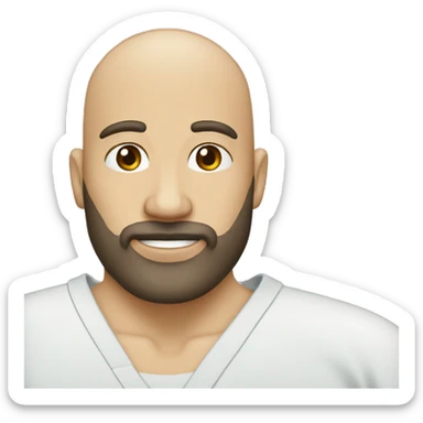 Adult, 33 years old, bald, wears beard, white, dark brown eyes, radiologist sticker
