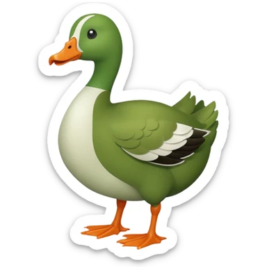 Make an emoji for a goose that's green. I want the goose to be goofy sticker