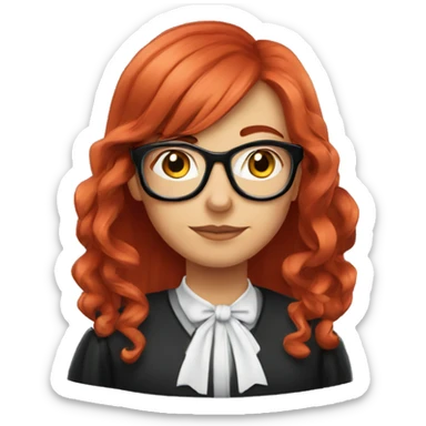 Medium lenght Red-hair judge girl with ribbons in hair and black glasses sticker
