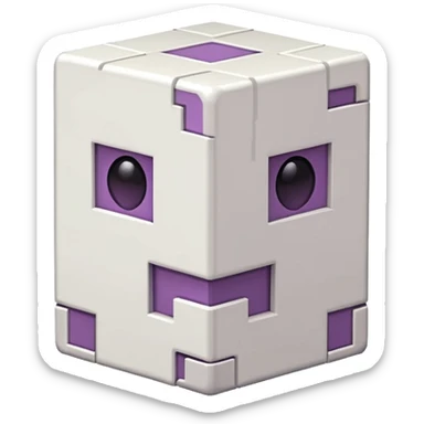 white shulker, Minecraft-inspired, simple sticker