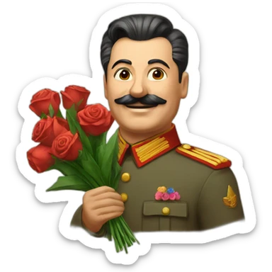 stalin giving bouquet of flowers and smiling sticker
