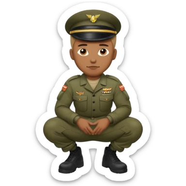 A black man squatting wearing army attire sticker