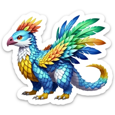 colorful Fakémon-Digimon-Fionbri-Trico-creature (full body) sticker