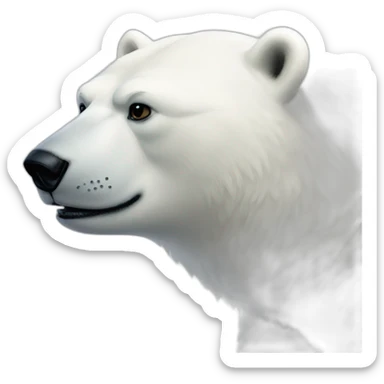 anthropomorphic polar bear with black hair and three black dots in its muzzle sticker