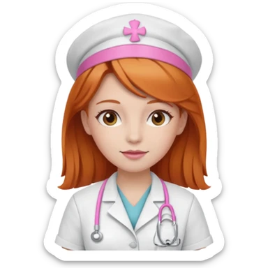 girly nurse with pink accessories and ginger hair sticker