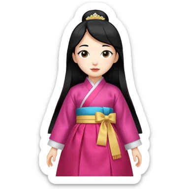 A Korean princess walking around her palace is real, has black hair and a white face sticker
