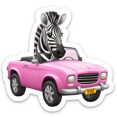 zebra at the pink car  sticker