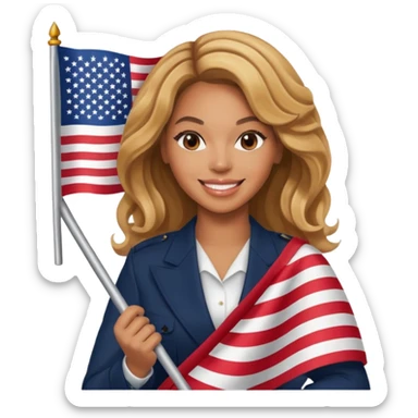Beyonce with holding  american flag sticker