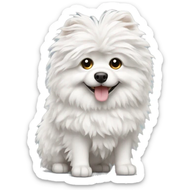 White curly Pom Pom dog sticker