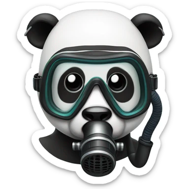 A panda with a diving mask and a snorkel sticker