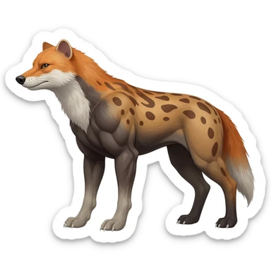 a Dhole-Borneo Cat-Weasel-Fox-animal-hybrid-creature, full body sticker
