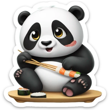 Panda eating sushi  sticker