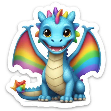 Kawaii dragon with rainbow accessories   sticker