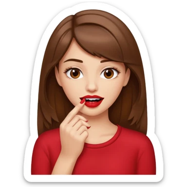 Une fille brune et blanche qui se mord l'ongle avec ses dents comme si elle draguait qqn sticker