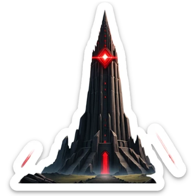 Barad Dúr from Lord of the Rings, Dark, giant Tower, with red laser beams shooting into the sky sticker