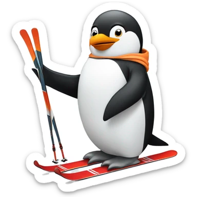 Skiing penguin sticker