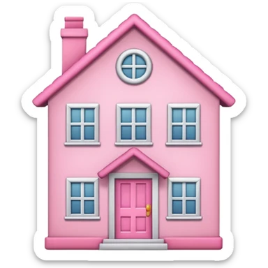 Pretty pink cartoon house a little more realistic like an emoji style  sticker