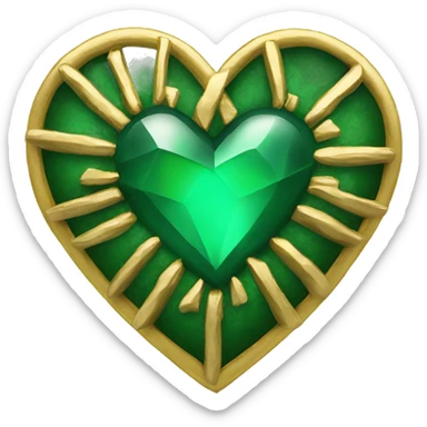 Emerald green and gold heart sticker