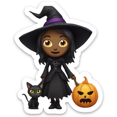 scary Witch with cat sticker