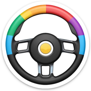 steering wheel with trans pride flag colors sticker