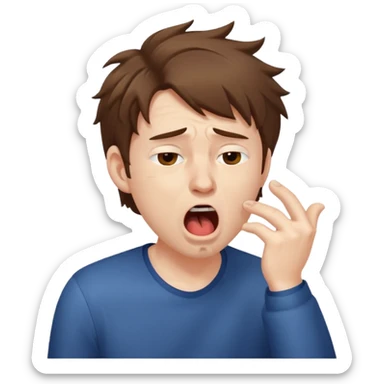 Weak man with disheveled hair yawning sticker