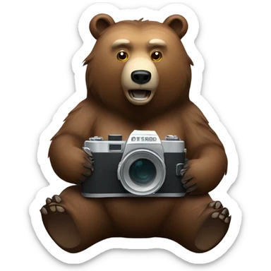Grizzly bear eith camera sticker
