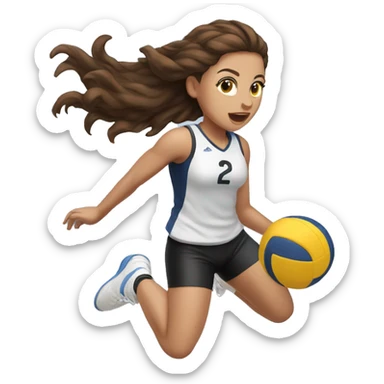 Volleyball jump brown hair girl sticker