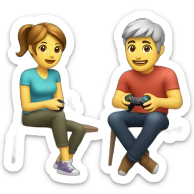 couple playing video game together sticker
